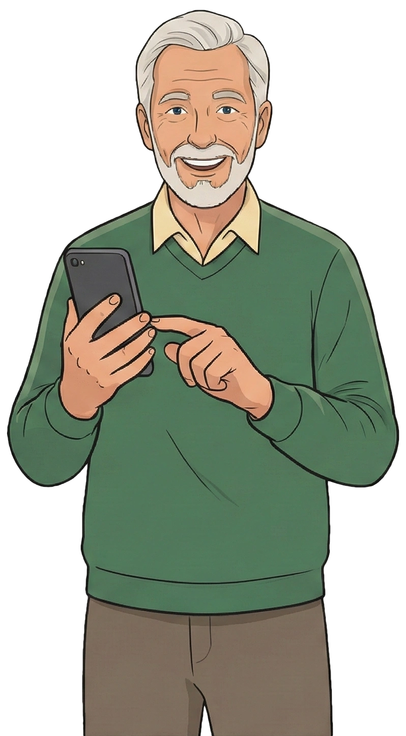 Golfer checking stats